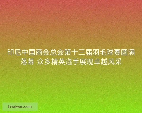 印尼中国商会总会第十三届羽毛球赛圆满落幕 众多精英选手展现卓越风采